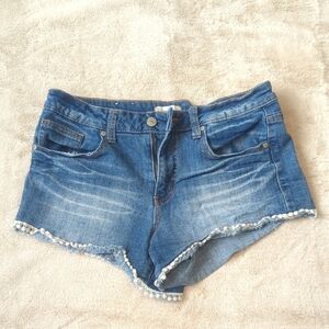 Altar'd State Blue Jean Shorts Distressed Frayed Hem